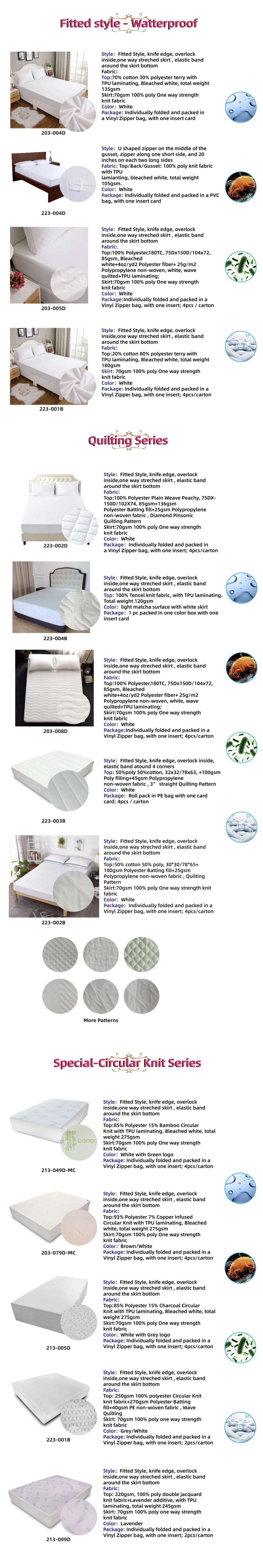 Luxury Machine Washable Mattress Protector Hotel Waterproof Memory Foam Mattress Topper