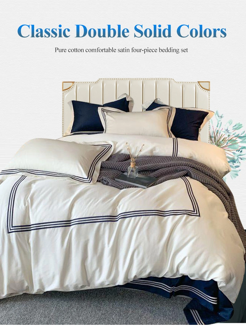 Factory Wholesale Luxury Hotel Bedsheet Set Apartment Hospital Cotton King Double Bed Duvet Cover Dormitory Fitted Sheet Military Bedding Sets