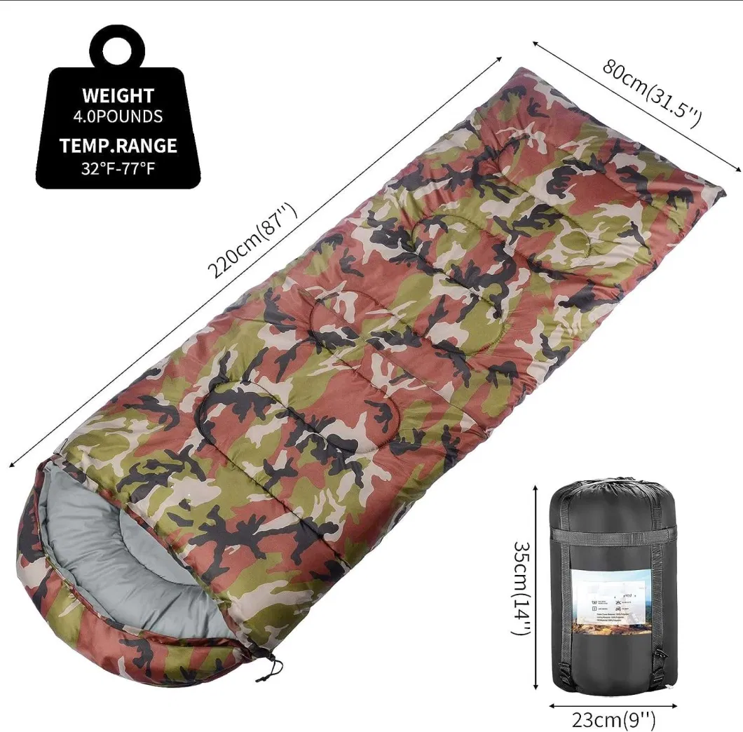 Waterproof Camo Sleeping Bags Suitable for Warm &amp; Cold Weather