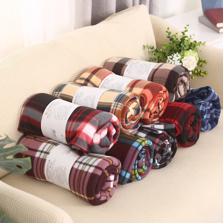Soft Polar Fleece Blanket Throw Flannel Pet Picnic Rug Polyester Plaid Print