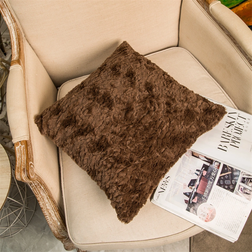 Soft Alpaca Fur Plush Cushion Cover Grinding Fluffy Pillowcase Home Decor Pillowcase Brown Beige Living Room Bedroom 45X45cm Sofa Decorative Pillow Cover