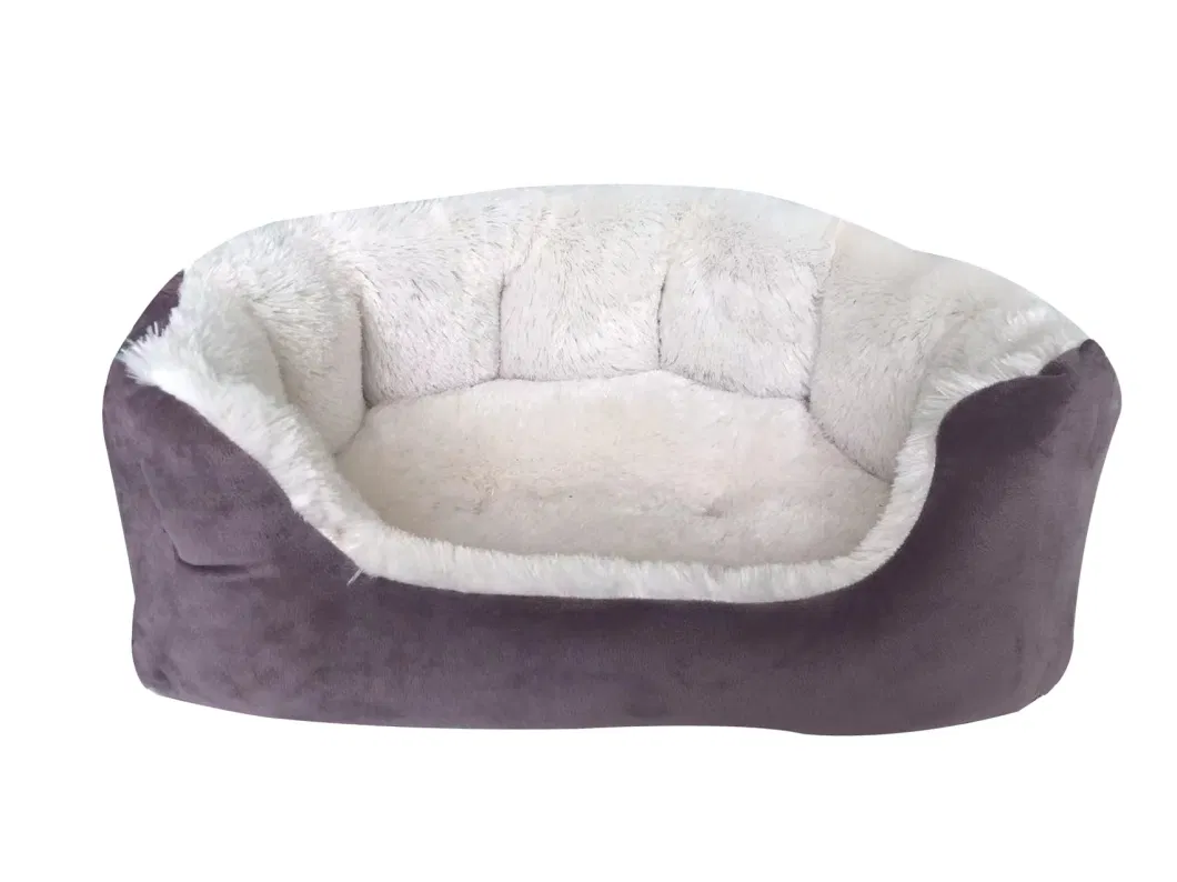 Blue Soft Fleece Offwhite Needle Fur Dog Bed