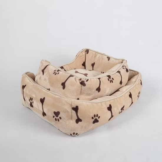 Blue Soft Fleece Offwhite Needle Fur Dog Bed