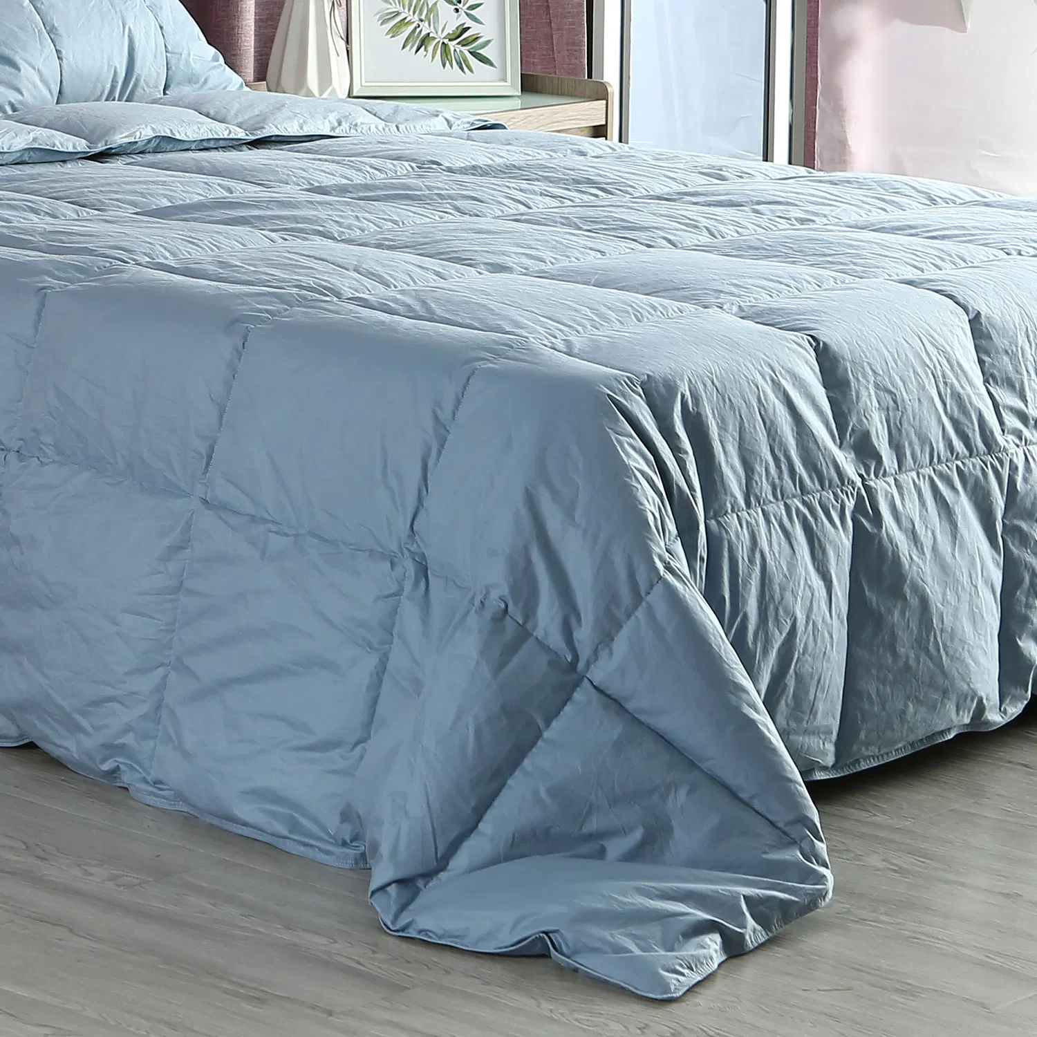 Home Hotel Bedding Blue Cotton Cover 50% White Duck Down Comforter