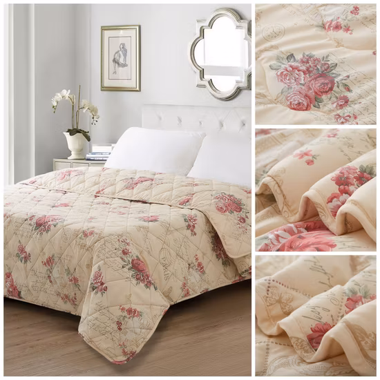 Hot Selling King Size Hotel 100% Polyester Down Alternative Microfiber Printed Flower Duvets Patchwork Quilts Summer Embroidery Bedding Quilt