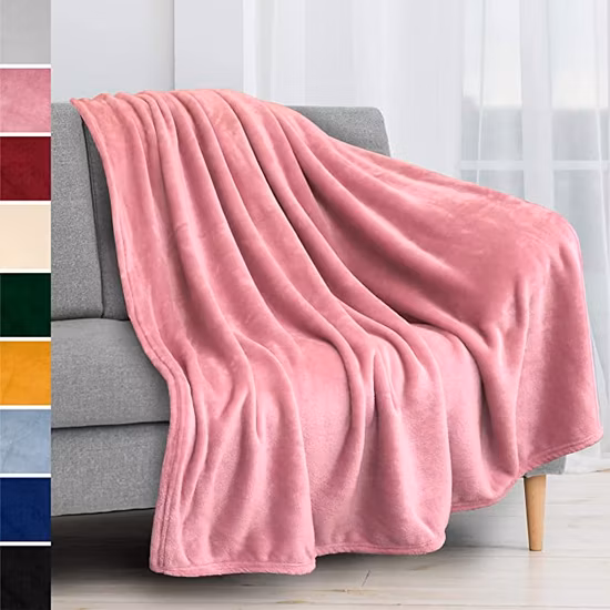 Free Sample Custom Soft 100% Polyester Coral Flannel Fleece Travel Blanket Minky Plush Quality Throw Blanket for Winter Pet Dog